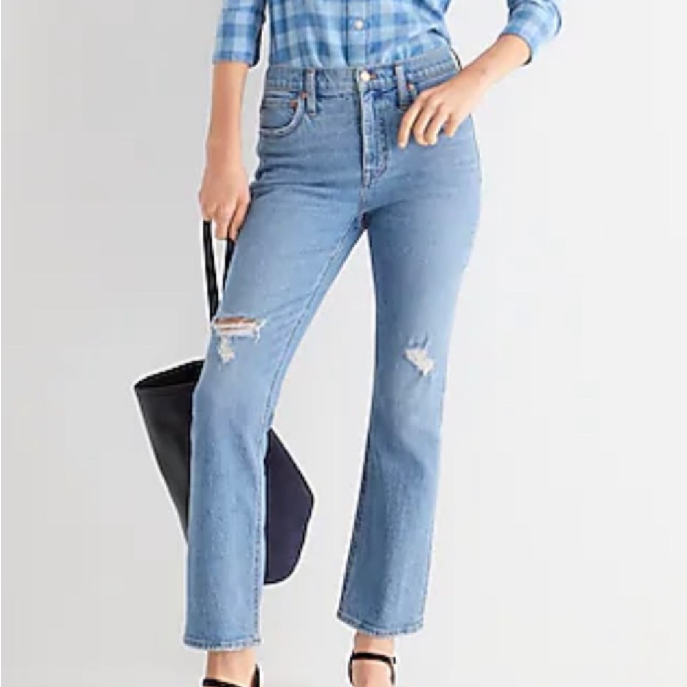 J. Crew 9” demi-boot crop Jean in rocky shore wash